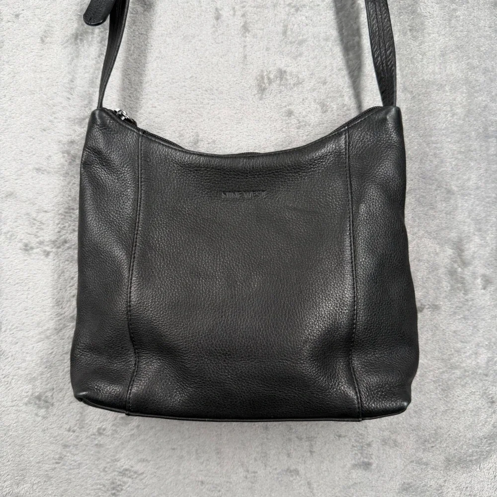 Nine West Black Shoulder Bag Crossbody Boho Indie Sleek Goth Minimalist Coquette